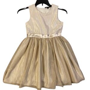 Girls sparkly gold cream dress